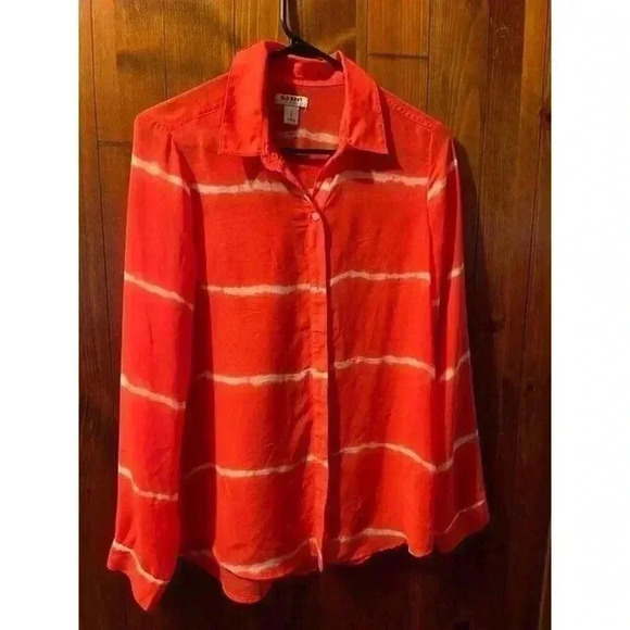OLD NAVY S/P REBELLION RED BUTTON BLOUSE - Picture 1 of 4
